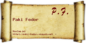Paki Fedor névjegykártya
